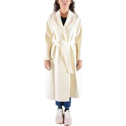 Long Wool Coat with Belt , female, Sizes: 2XS, S, XS, M - Max Mara Studio - Modalova