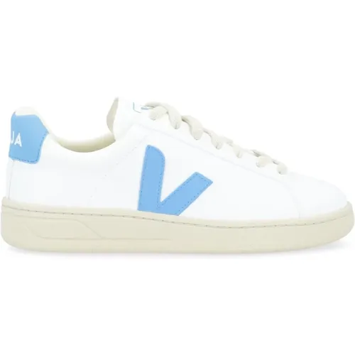 Weiße vegane Ledersneaker mit blauem Logo - Veja - Modalova