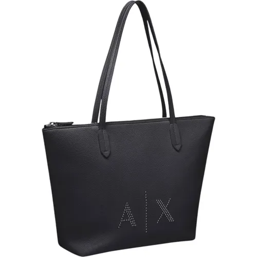 Schwarze Handtasche mit Nieten Aw21 - Armani Exchange - Modalova