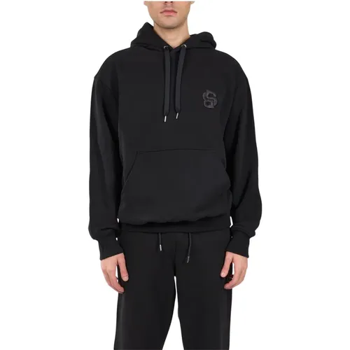 Cotton Hoodie with Embroidered Logo , male, Sizes: XL, 2XL, S, L - Hugo Boss - Modalova