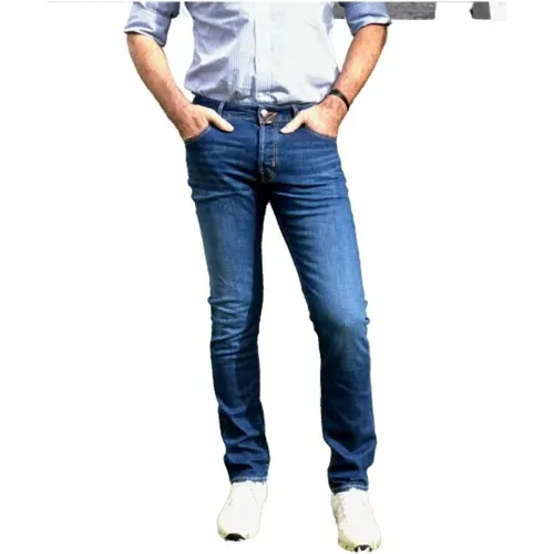 Slim Fit Jeans aus Baumwollmischung mit bestickter J-Tasche , Herren, Größe: W32 - Jacob Cohën - Modalova
