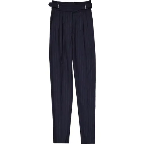 Wool Pants with Belted Side Pockets , female, Sizes: S, M - Max Mara Studio - Modalova