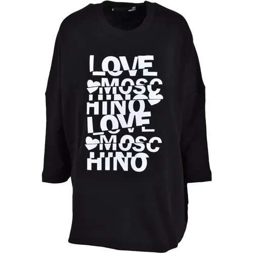 Grauer Sweatshirt für Frauen , Damen, Größe: L - Love Moschino - Modalova