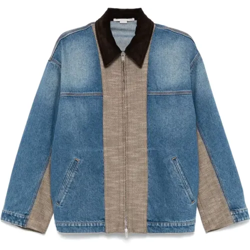 Blauer Denim Tweed Mantel - Stella Mccartney - Modalova