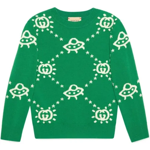 Grüne Sweaters mit Interlocking G UFO Design - Gucci - Modalova