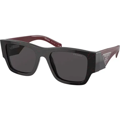 Schwarz Rot Marmor Sonnenbrille , Herren, Größe: 54 MM - Prada - Modalova