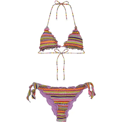 Gerüschter Triangel-Bikini mit Verstellbaren Knoten - Me-Fui - Modalova