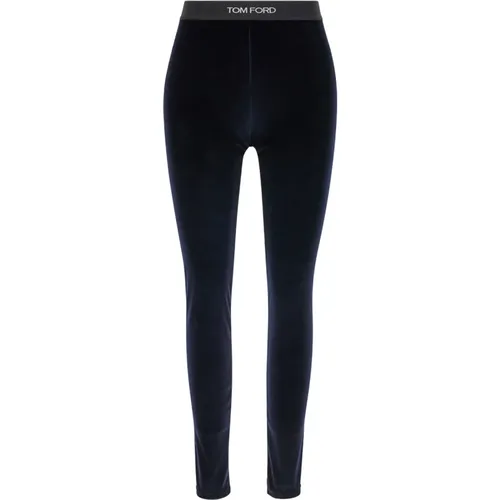 Glänzende Velour Signature Leggings , Damen, Größe: M - Tom Ford - Modalova