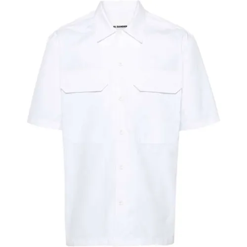 Cotton Poplin Shirt with Spread Collar , male, Sizes: 2XL - Jil Sander - Modalova