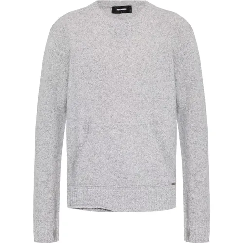 Grauer Kaschmir-Mix Pullover Melange , Herren, Größe: L - Dsquared2 - Modalova