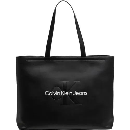 Stilvolle Tote Bag mit Reißverschluss , Damen, Größe: ONE Size - Calvin Klein Jeans - Modalova