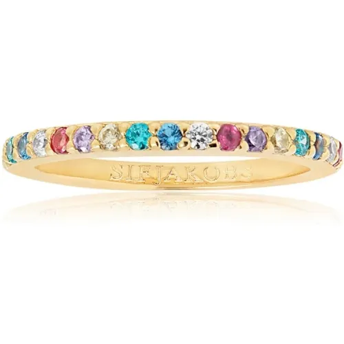 Eleganter Uno Ring mit Farbigen Zirkonia , Damen, Größe: 60 MM - Sif Jakobs Jewellery - Modalova