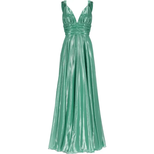 Grünes Drape Langes Kleid Frau - Atelier Legora - Modalova