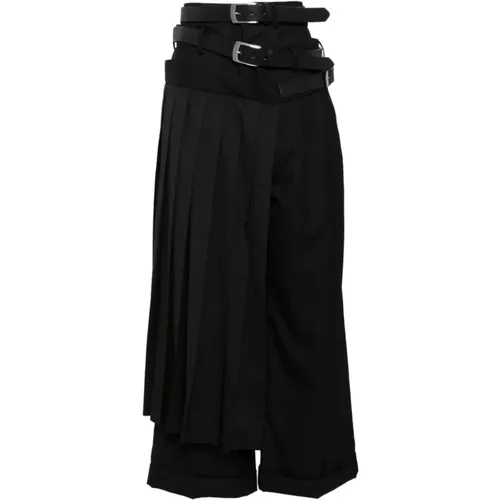 Schwarzer Woll-Culottes-Rock mit Lagen - Junya Watanabe - Modalova