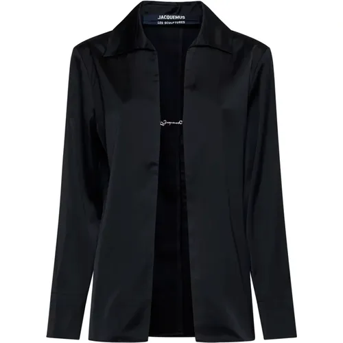 Satin Shirt with Gold Clasp , female, Sizes: XS, S - Jacquemus - Modalova