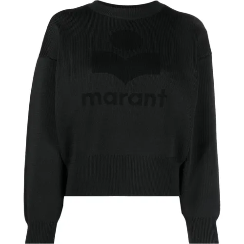Schwarzer Sweatshirt mit Logo und Rundhalsausschnitt , Damen, Größe: M - Isabel Marant Étoile - Modalova