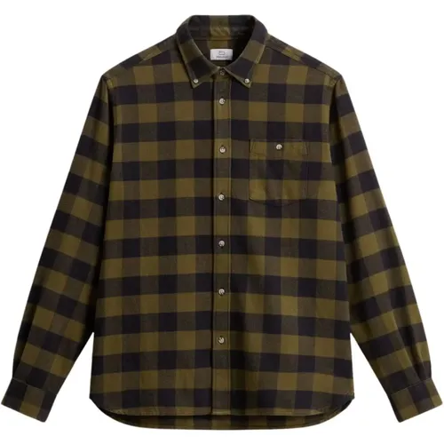 Dark Buffalo Check Flannel Shirt , male, Sizes: M - Woolrich - Modalova