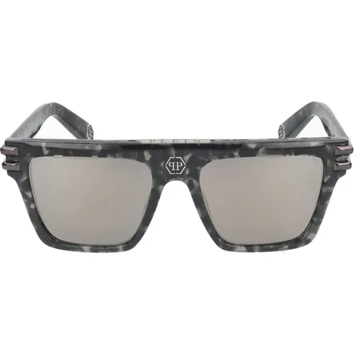 Stylische Sonnenbrille SPP108V,Stylische Sonnenbrille mit einzigartigem Design,Schwarze Sonnenbrille mit Original-Etui - Philipp Plein - Modalova