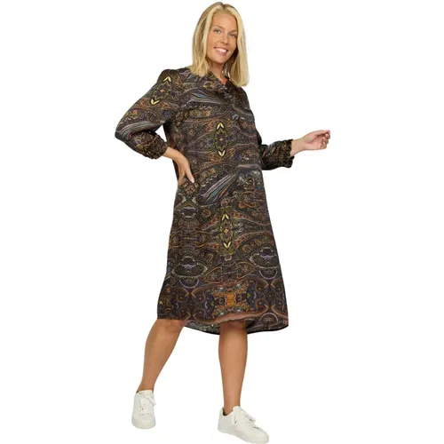 Stilvolles Multi-Print Kleid , Damen, Größe: M - 2-Biz - Modalova