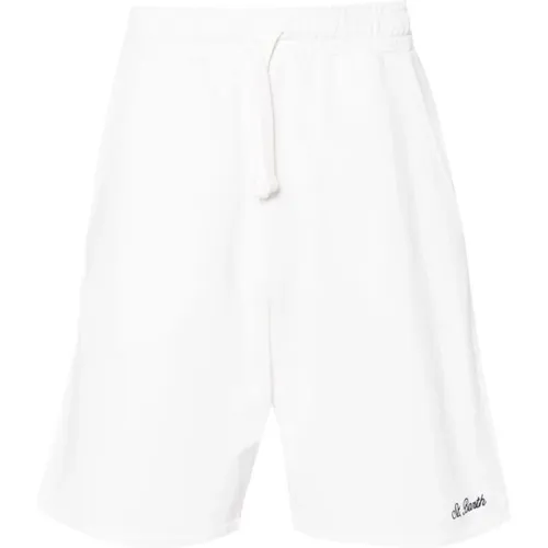 Weiße Jersey-Shorts mit Logo-Stickerei - MC2 Saint Barth - Modalova