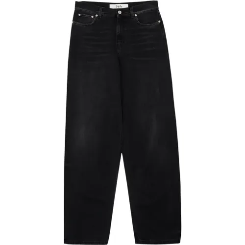 Schwarze Wide Cut Denim Jeans , Herren, Größe: W34 - Séfr - Modalova