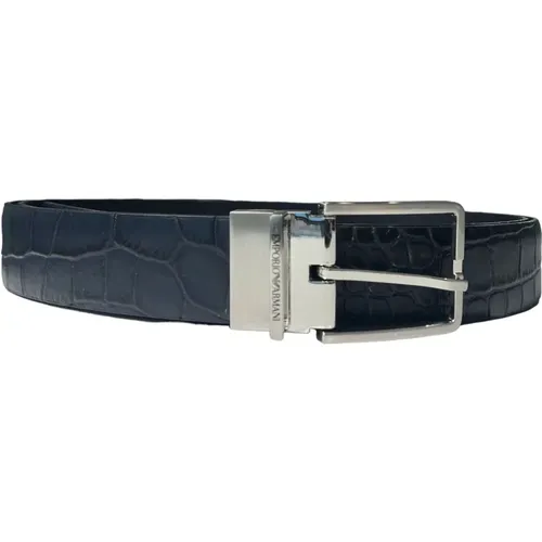 Reversible Lizard Print Clip-On Belt , male, Sizes: ONE SIZE - Emporio Armani - Modalova