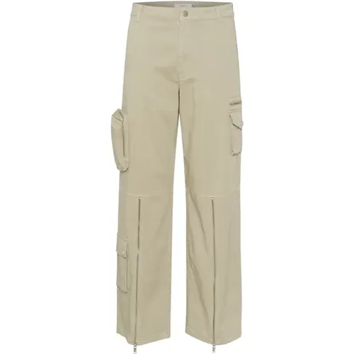 High-Waisted Cargo Pants with Zipper Details , female, Sizes: XL, 2XL, M, L, XS, S - Gestuz - Modalova