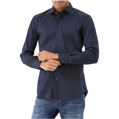 Navy Slim Fit Hemd Stretch , Herren, Größe: 3XL - Xacus - Modalova