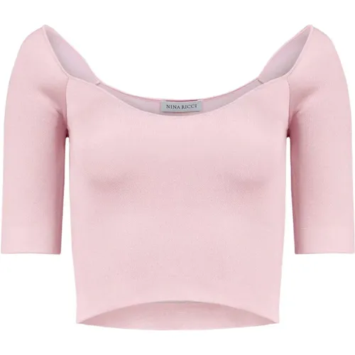 Rosa Heart Neckline Cropped Top , Damen, Größe: L - Nina Ricci - Modalova