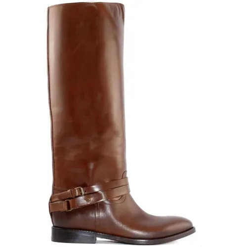 Leather High Boots Almond Toe , female, Sizes: 5 UK, 4 UK, 6 UK, 7 UK - Strategia - Modalova