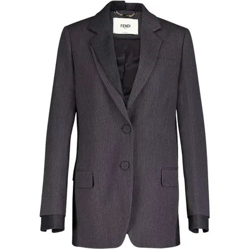 Grey Wool Flannel Blazer , female, Sizes: XS, S - Fendi - Modalova