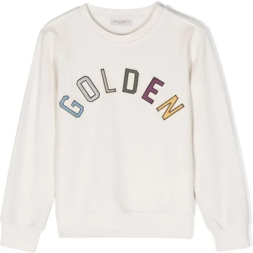 Weiße Baumwoll-Sweatshirt-Logo-Patch - Golden Goose - Modalova