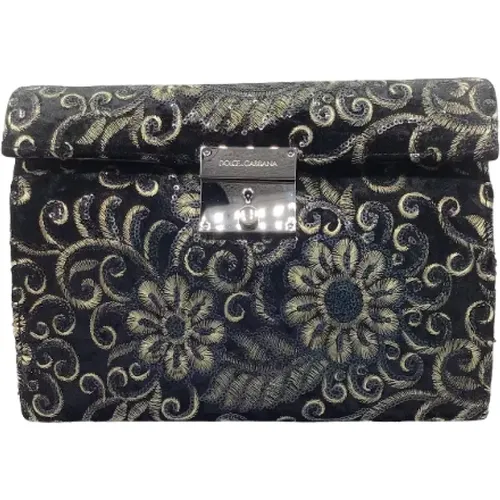 Velvet Sequined Clutch Bag , female, Sizes: ONE SIZE - Dolce & Gabbana Pre-owned - Modalova