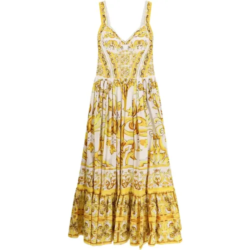 Yellow Dress with Back Zipper , female, Sizes: L, M - Dolce & Gabbana - Modalova