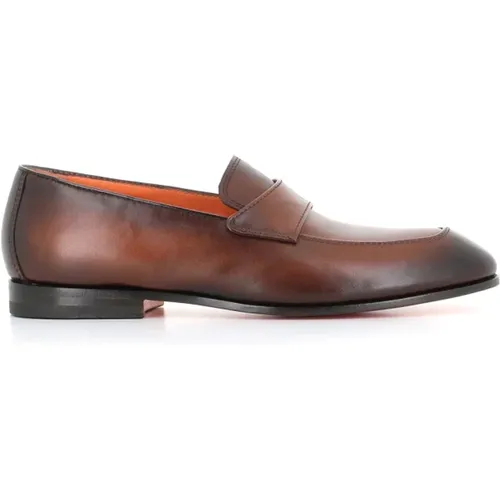 Handcrafted Leather Loafers , male, Sizes: 10 UK, 7 UK, 8 UK, 8 1/2 UK - Santoni - Modalova