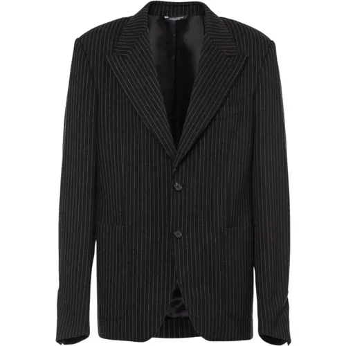 Stylische Jacke für Männer,Schwarzer Nadelstreifen Einreiher-Blazer - Dolce & Gabbana - Modalova