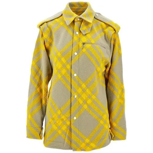 Yellow Wool Jacket with Long Sleeves , female, Sizes: M, L, S - Burberry - Modalova