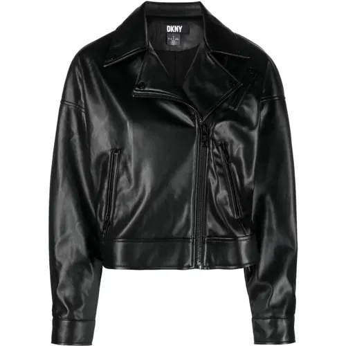 L/s pu moto jacket , female, Sizes: L, XL - DKNY - Modalova