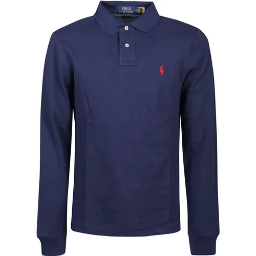 Navy Long Sleeve Polo Shirt , male, Sizes: L - Polo Ralph Lauren - Modalova