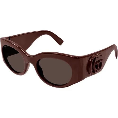 Stilvolle ovale Sonnenbrille mit 3D-Logo - Gucci - Modalova