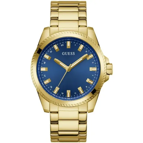 Champ Gold Blue Quartz Watch , male, Sizes: ONE SIZE - Guess - Modalova