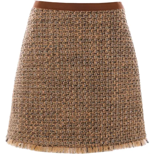 Tweed Mini Skirt Fringed Waistband , female, Sizes: S - Valentino Garavani - Modalova