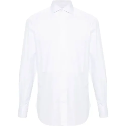 Weiße Baumwollhemd Pintuck Details , Herren, Größe: 4XL - Finamore - Modalova