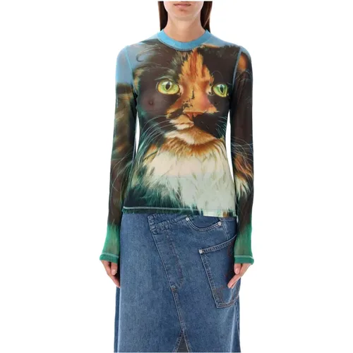 Cat Print Mesh Topwear , female, Sizes: S, L, M - JW Anderson - Modalova