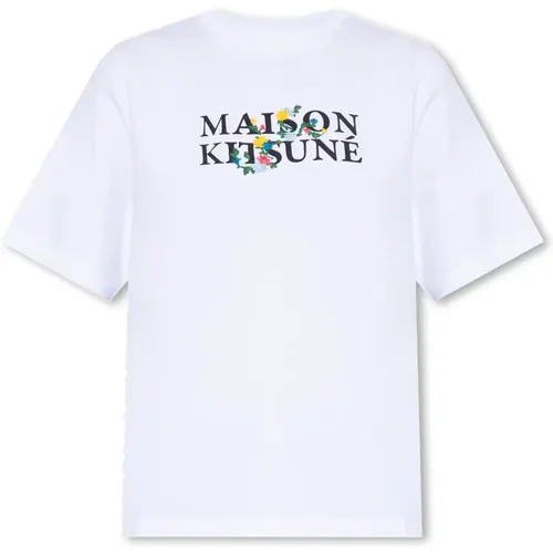 T-shirt with logo , female, Sizes: S, L, M - Maison Kitsuné - Modalova