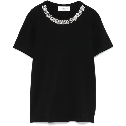 Crystal Embellished T-shirt , female, Sizes: XS, 2XS, M, S - Ermanno Scervino - Modalova