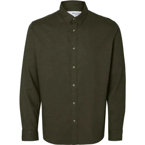 Slim Fit Overshirt mit klassischem Kragen , Herren, Größe: XL - Selected Homme - Modalova