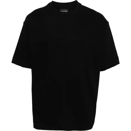 Schwarze Baumwoll-T-Shirts und Polos mit Logo - Emporio Armani - Modalova