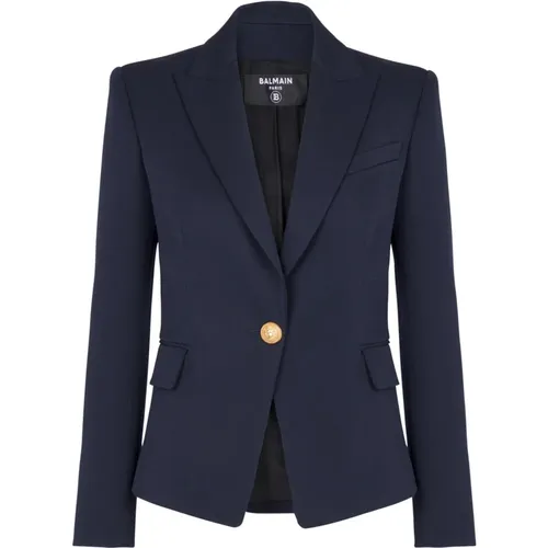 One-button wool blazer , female, Sizes: S - Balmain - Modalova