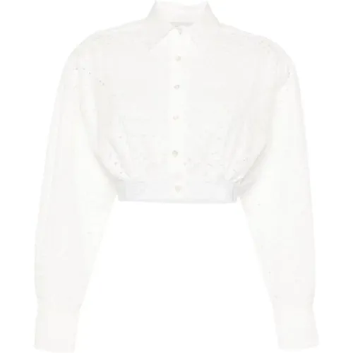 Embroidered motif classic collar shirt , female, Sizes: 2XS, S, XS - Ermanno Scervino - Modalova